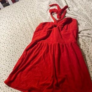 red halter top romper